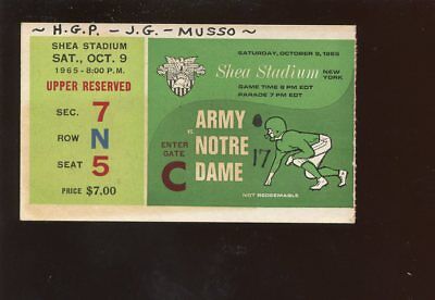 October 9 1965 NCAA Football Ticket Stub Army vs Notre Dame