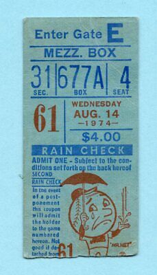 August 14, 1974 LA Dodgers vs New York Mets Ticket Stub Tom Seaver, Rusty Staub 