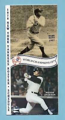 1978 New York Yankees Roster & Schedule pamphlet Babe Ruth & Reggie Jackson