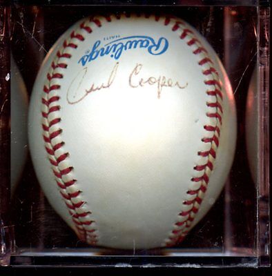 Cecil Cooper Single Signed OAL Brown Baseball Hologram