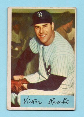 1954 Bowman #33 Vic Raschi NY Yankees No Trade Variation Baseball Card VG+