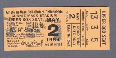 May 2, 1954 Chicago White Sox vs Philadelphia Athletics Ticket Stub  - mounted