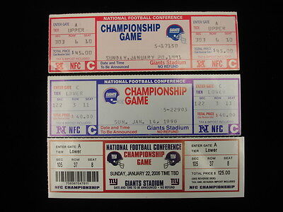 Lot of 3 Phantom New York Giants NFC Championship Football Tickets