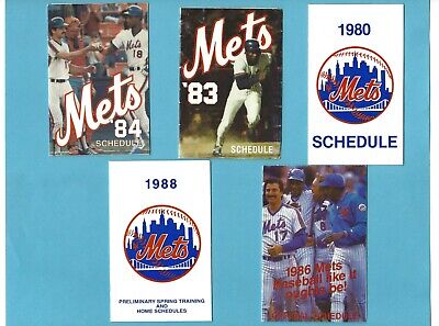 New York Mets Lot of 5 Different 1980's Pocket Baseball Schedules