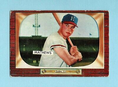 1955 Bowman #103 Eddie Mathews Milwaukee Braves Baseball Card Vg/Ex app wrks