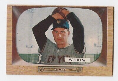 1955 Bowman #1 Hoyt Wilhelm New York Giants Baseball Card EX+ scrs