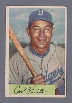 1954 Bowman #122 Carl Furillo Brooklyn Dodgers Baseball Card Vg/Ex ap lit wk/crs