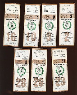 1974-75 NBA Basketball Boston Celtics Full Tickets 7 Different