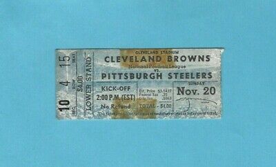 November 20,1955 Pittsburgh Steelers vs. Cleveland Browns NFL Ticket Stub