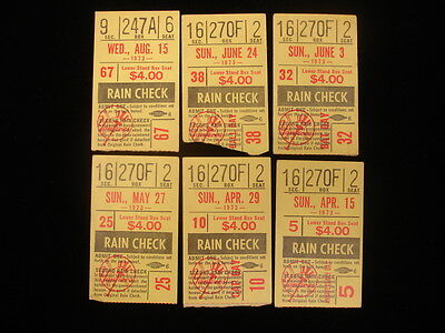 Group of 6 1973 New York Yankees Ticket Stubs