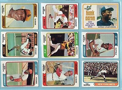 1974 Topps Lot of 9 Different Hall of Famer Baseball Cards LG - NM