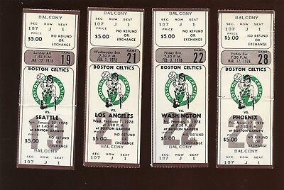 1977-78 NBA Basketball Boston Celtics Full Tickets 4 Different