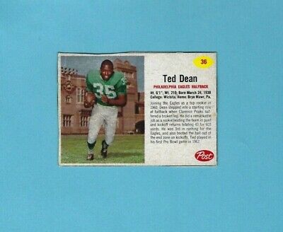 1962 Post #36 Ted Dean Philadelphia Eagles Football Card