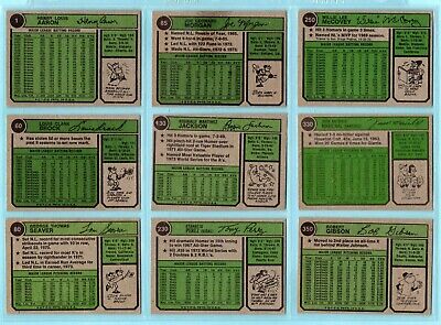 1974 Topps Lot of 9 Different Hall of Famer Baseball Cards LG - NM