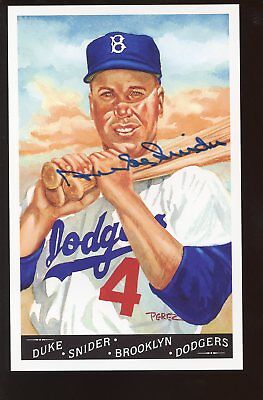 1990 Perez Steele Baseball Postcard Duke Snider Autographed w/ B&E Hologram