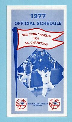 1977 New York Yankees Large Pocket Schedule 3 x 5 1/2 in.