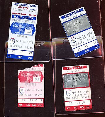 1975 through 1979 Boston Red Sox Ticket Stubs 4 Different