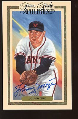 1992 Perez Steele Baseball Postcard Galleries Johnny Mize Autographed Hologram