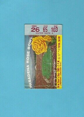 January 2,1961 Washington vs Minnesota Rose Bowl Ticket Stub 