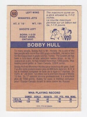 1974-75 O-Pee-Chee WHA #50 Bobby Hull Winnipeg Jets Hockey Card NM   