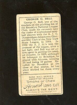 1911 T205 Honest Tobacco Baseball Card George Bell