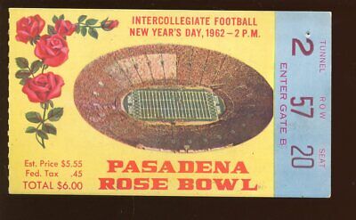 1962 NCAA Football Rose Bowl Ticket Stub 