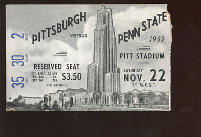 November 22 1952 NCAA Football Ticket Stub Penn State at Pitt EX