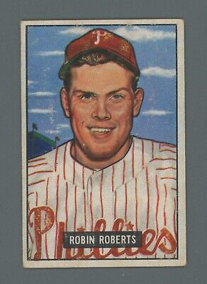 1951 Bowman #3 Robin Roberts Phila Phillies Baseball Card EX light scuffing