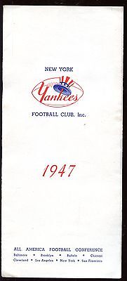 1947 New York Yankees Football Schedule / Ticket Brochure EX