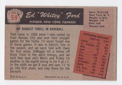 1955 Bowman #59 Whitey Ford New York Yankees Baseball Card Ex/Mt