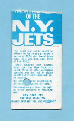 October 10, 1970 Miami Dolphins vs New York Jets NFL Ticket Stub