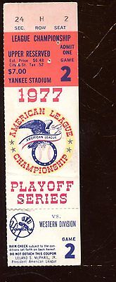 1977 ALCS Ticket Stub Kansas City Royals at New York Yankees Game 2