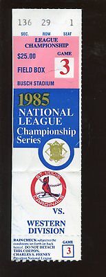 1985 NLCS Ticket Stub Los Angeles Dodgers at St. Louis Cardinals Game 3