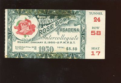 1950 NCAA Football Ticket Stub Rose Bowl Ohio State vs USC