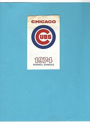 1974 Chicago Cubs Baseball Schedule