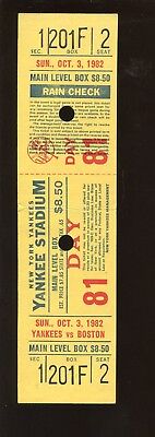 October 3 1983 Full Ticket Boston Red Sox at New York Yankees EXMT