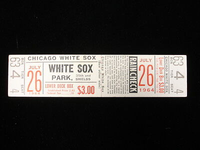 July 26, 1964 Minnesota Twins @ Chicago White Sox Full Ticket