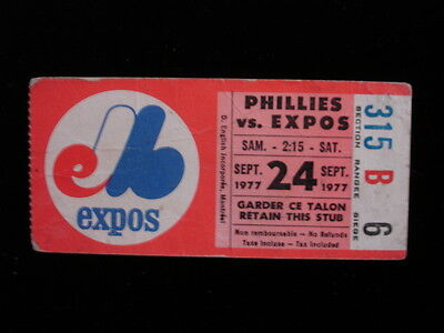 September 24, 1977 Phillies @ Expos Ticket Stub – Steve Carlton Complete Shut...