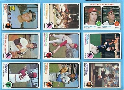 1973 Topps Lot of 9 Diff includes Hank Aaron & others Baseball Cards Ex/Mt- NM  