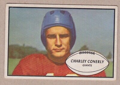 1953 Bowman #20 Charlie Conerly New York Giants Football Card VG+cres/plb