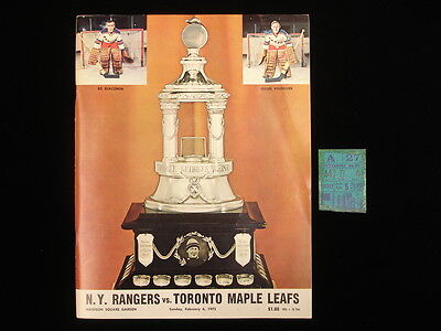 February 6, 1972 Toronto Maple Leafs @ NY Rangers Program & Ticket Stub