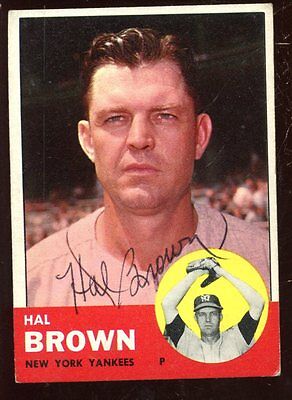 1963 Topps Baseball Card #289 Hal Brown New York Yankees Autographed EX+