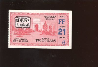 October 11 1930 NCAA Football Ticket Stub St. Mary's at California EXMT