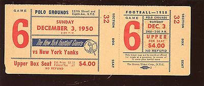 December 3 1950 NFL Football New York Giants Full Ticket