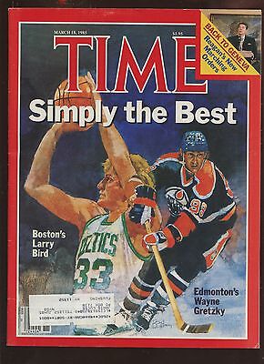 March 18 1985 Time Magazine With Larry Bird & Wayne Gretzky Cover EX+