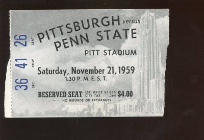 November 21 1959 NCAA Football Ticket Stub Penn State at Pitt 