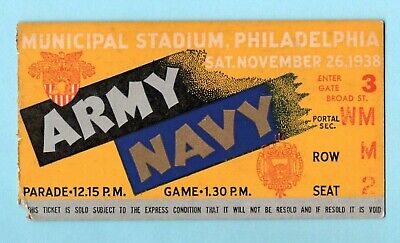 November 26, 1938 Army vs Navy at Municipal Stadium Philadelphia Ticket Stub 