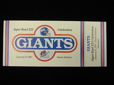 January 27, 1987 New York Giants Super Bowl XXI Celebration Full Ticket