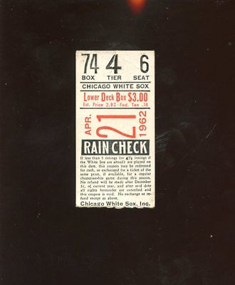 April 21 1962 Chicago White Sox Ticket Stub With Turk Lown Verso