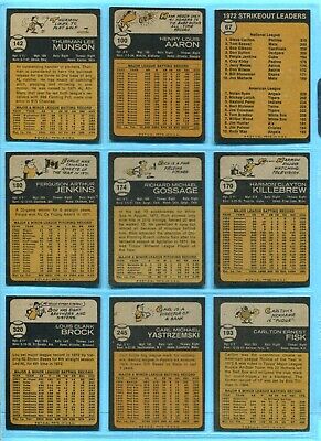 1973 Topps Lot of 9 Diff includes Hank Aaron & others Baseball Cards Ex/Mt- NM  